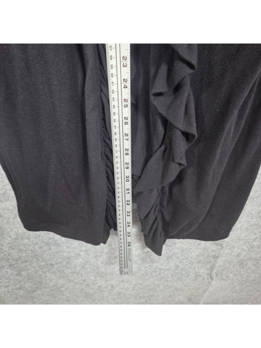 Antthony Cardigan Black Open Front Ruffle Midi Length Classic 2X Plus Size - Picture 5 of 10